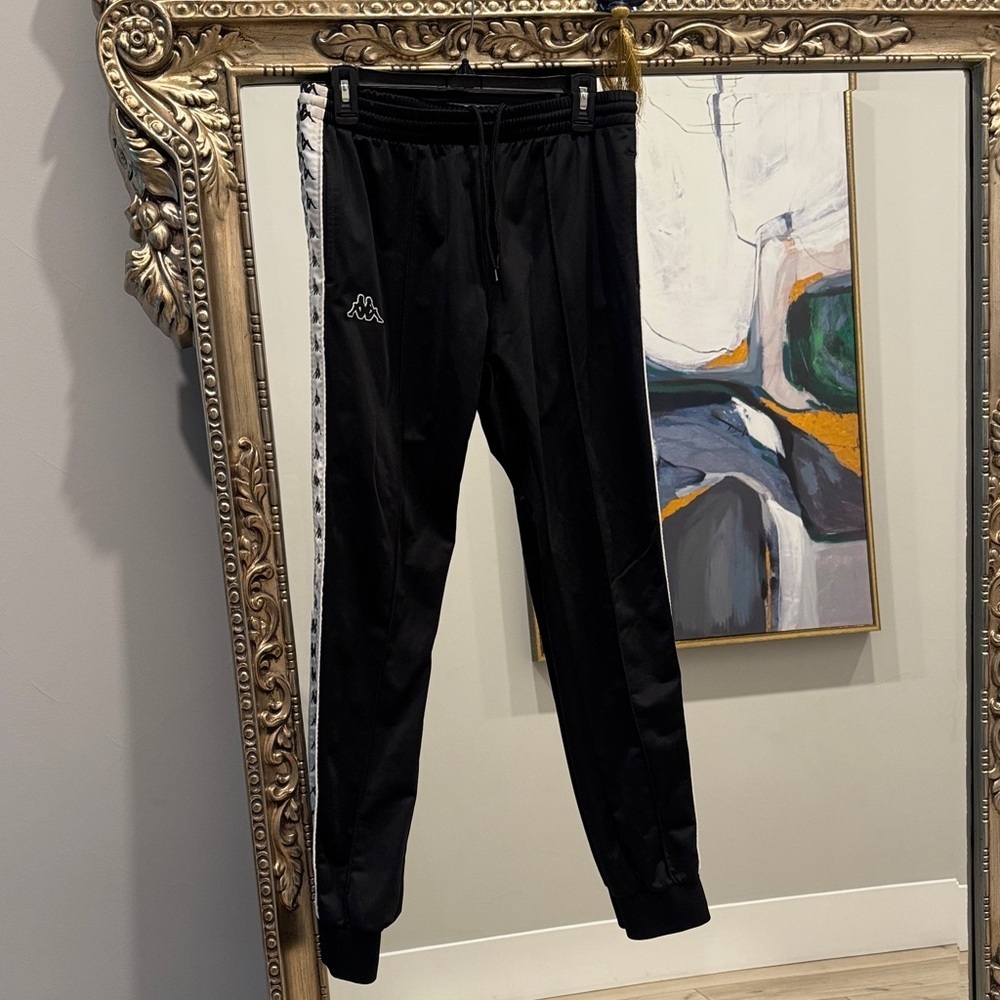 Kappa Black Joggers with White Stripes
